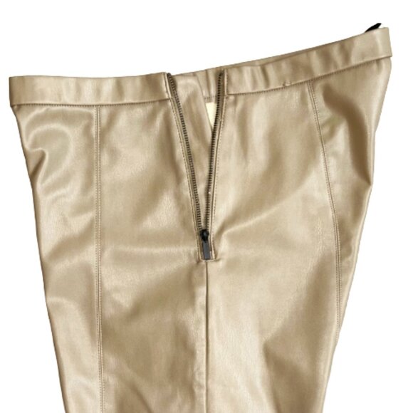 Zara Camel Faux Leather High Waist Pants M Neutral Workwear Fall Trend - Picture 7 of 10